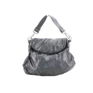 Margot New York Adelle Black Pebble Grain Soft Leather Flap Purse Shoulder Bag